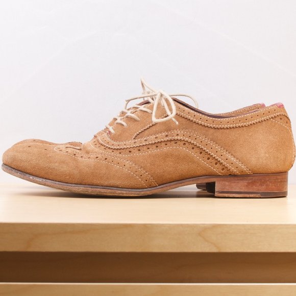 Ted Baker Men's Shoe Suede Oalvinn Oxford Sz 9 Perforated Wingtip Brogue - Picture 3 of 8